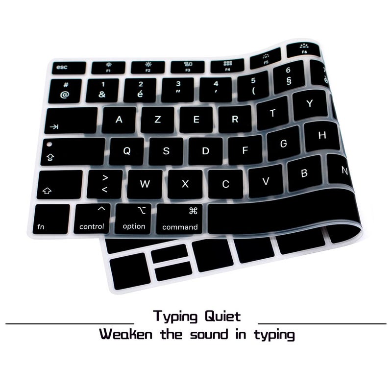HRH French AZERTY Language Silicone Keyboard Cover Skin for MacBook Air 13 Inch 2018 Release A1932 with Retina Display and Touch ID,European Layout - Image 2